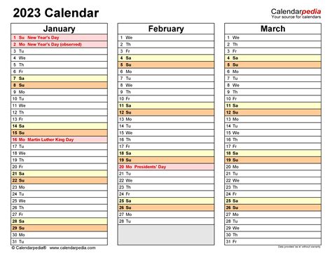 Templates And Images Of Calendar 2023 Calendar 2023 Pdf Word Excel