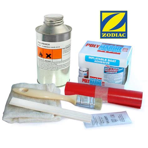 Comprehensive repair kit for rigid inflatable boats (ribs) • includes multiple hypalon fabric patches • suitable for hypalon or neoprene inflatables. Adhesive - Polymarine RIB Inflatable boat repair