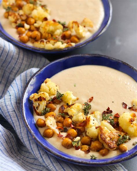 Roasted Cauliflower Soup With Crispy Chickpeas Street Smart Nutrition