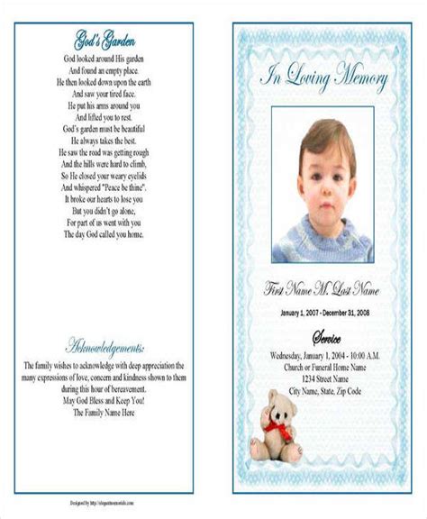 Free Baby Obituary Template Printable Templates
