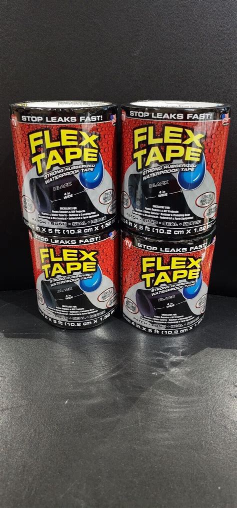Flex Seal Tape Tfsblkr0405 4 X 5 Black Rubberized Waterproof Tape