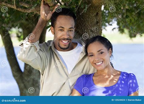 Happy African American Couple Under A Tree Stock Photo Image Of Black
