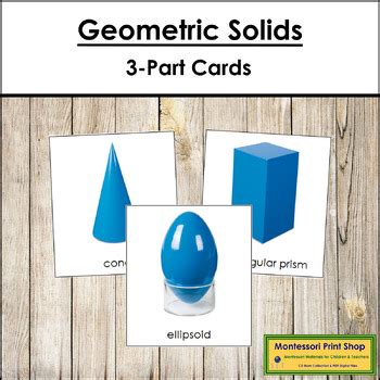 Montessori Geometric Solids 3 Part Cards Primary Geometry TPT