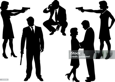 Secret Agents Stock Illustration Download Image Now Gun Spy