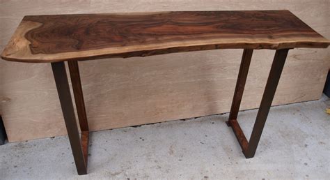Hand Made Live Edge Walnut Console Table By Witness Tree Studios