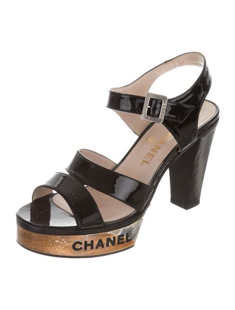 Chanel Logo Platform Sandals Black Sandals Shoes Cha259942 The