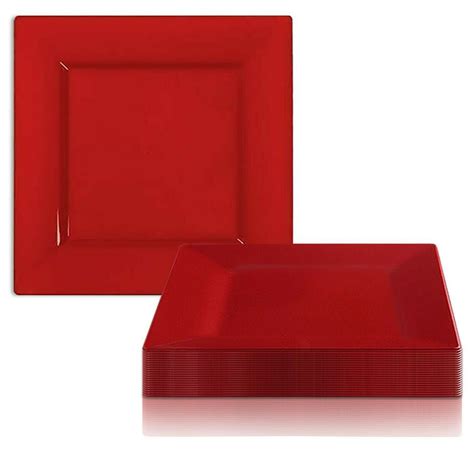 Smarty 95 Red Square Disposable Plastic Dinner Plates 120ct Walmart