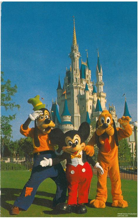 Vintage Walt Disney World Mickey Mouse Goofy Pluto Fantasyland Postcard