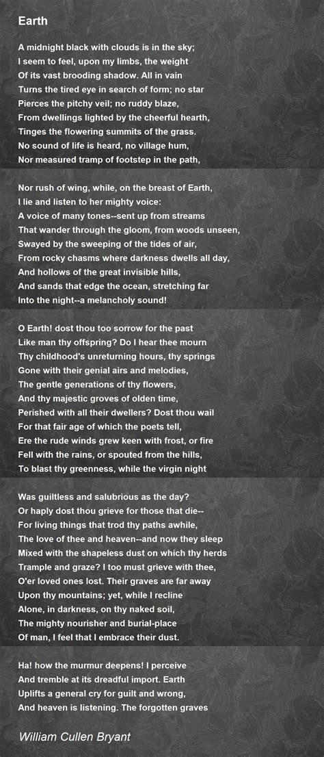 Earth Poem by William Cullen Bryant - Poem Hunter