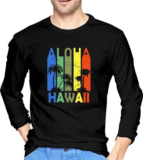 Amazon Com Retro Aloha Hawaii Logo Shirt Men S Long Sleeve Cotton T