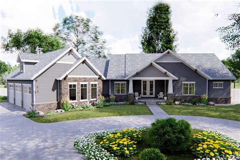 This One Story 2 Bedroom Craftsman Home Plan Welcomes You With Its