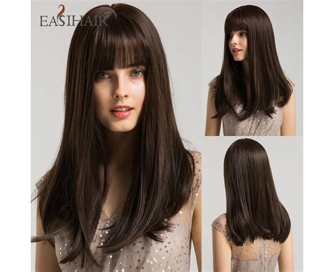 Easihair Long Straight Synthetic Wigs With Bang Light Platinum Blonde