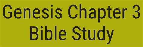 Genesis Chapter 3 Bible Study Eternal Evangelism