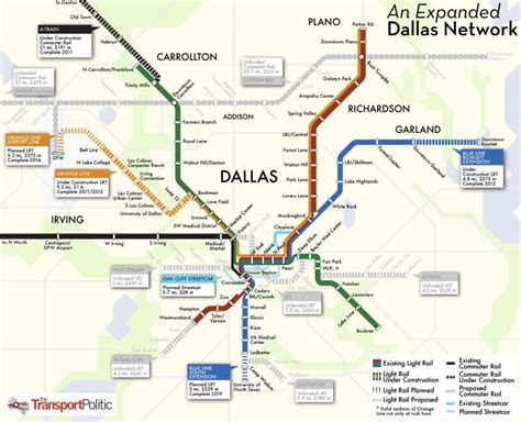 Dallas Rail Map Dallas Train System Map Texas Usa