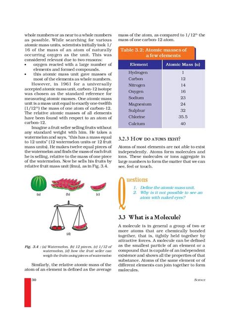 Ncert Book Class 9 Science Chapter 3 Atoms And Molecules Pdf New 2023 24 Oneedu24