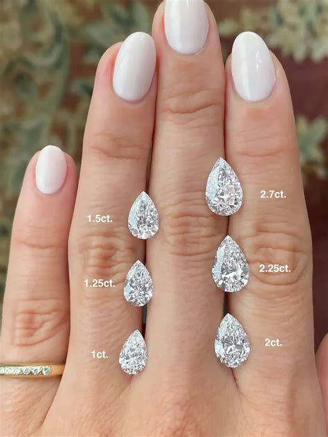 Pear Diamond Size Chart On Hand Carats To MM Ken Dana Design