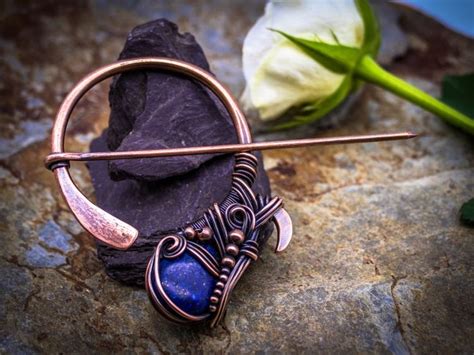 penannular brooch copper and lapis lazuli celtic fibula copper wirework abbyhook