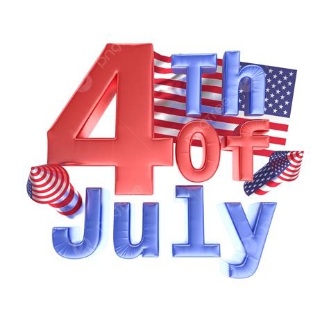 Usa Flag 3d Png 4th July 3d Text With Usa Flag Texture Isolated On