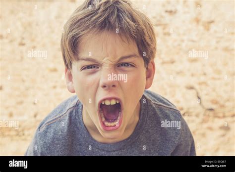 Portrait Of An Angry Boy Crying Stock Photo Alamy