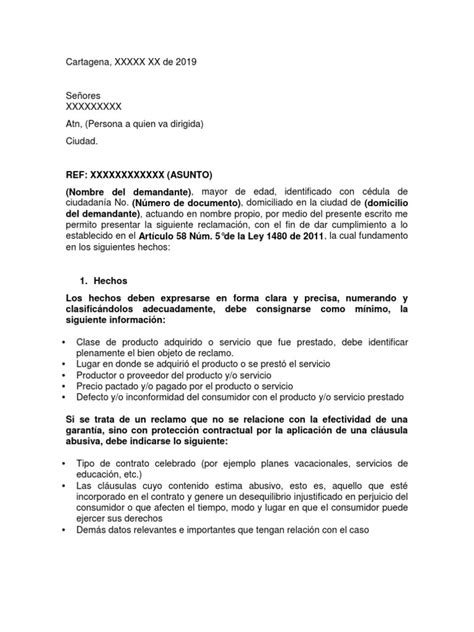 Formato Carta Reclamacion Pdf Gobierno Economias