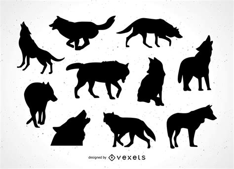 Wolf Silhouette Collection Vector Download