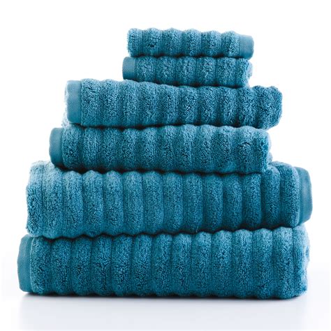 Mainstays Performance Textured 6 Piece Bath Towel Set Coolwater