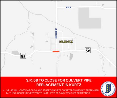 Part Of State Road 58 Closing For Culvert Pipe Replacement Seymour