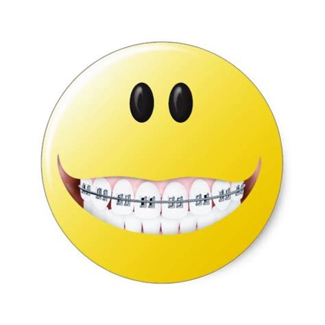 Braces Face Classic Round Sticker Smiley Smiley Face