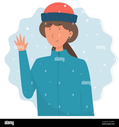 cute cartoon winter girl waving vector art stock vector image and art alamy