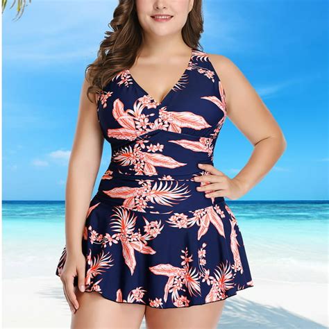 Plus Size Swimsuit For Women Tummy Control Swimdress Two Piece