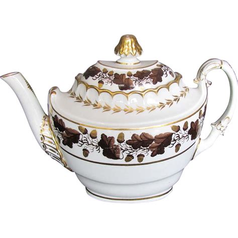 Barr Worcester Teapot Handpainted Oak Leaves C 1805 English