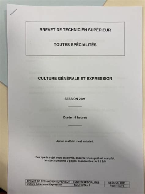 Sujet BTS Culture Générale | PDF