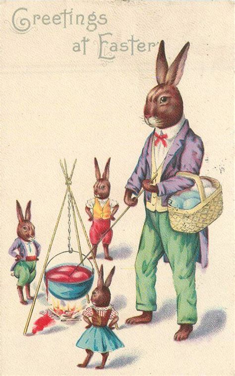 Vintage Easter Postcard Papa Bunny