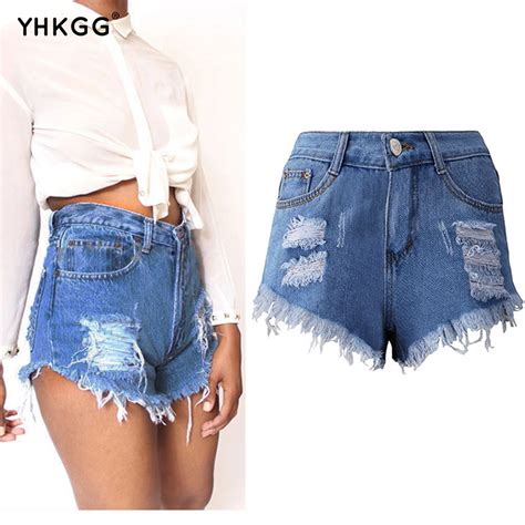 Yhkgg 2018 Summer Girl Hot Shorts Ripped Hole Fringe Blue Denim Shorts Women Casual Pocket Jeans