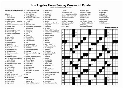 I find them pretty boring for the most part as they rely far too much on simple synonyms, names of. New York Times Sunday Crossword Printable - Rtrs.online - Printable Ny Times Crossword Puzzles ...