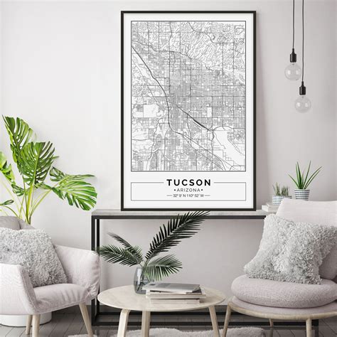 Tucson Map Print Tucson Map Poster Tucson Wall Art Tucson Etsy