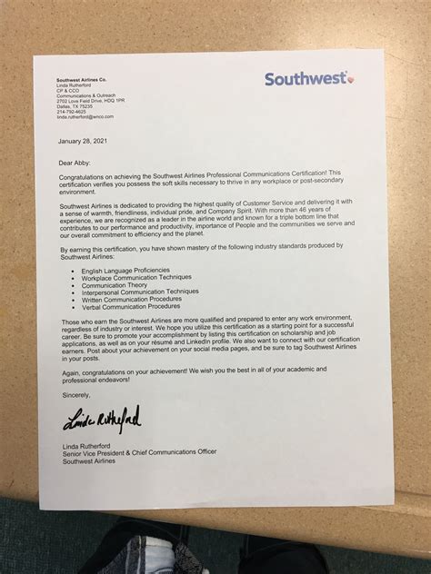 Two Evhs Students Achieve Southwest Airlines Professional