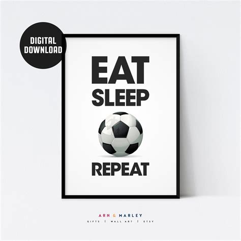 Eat Sleep Football Repeat Soccer Printable Football Wall Art Etsy Uk