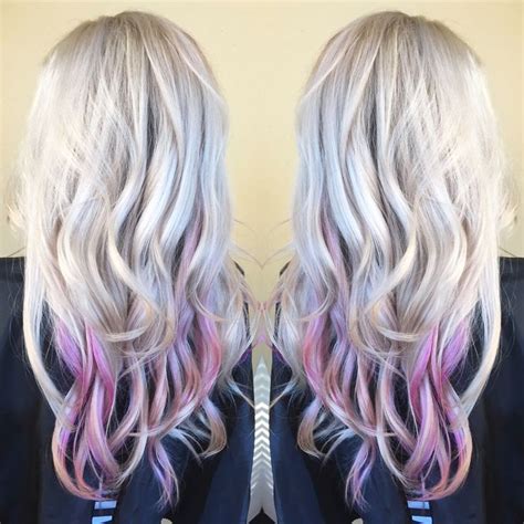 Platinum Blonde Hair With Pastel Pink Balayage Peekaboo