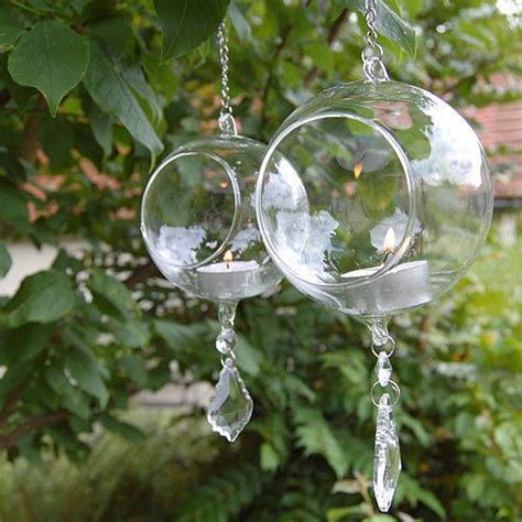 Pair Of Hanging Glass Tealight Holders Hanging Candle Holder Tea