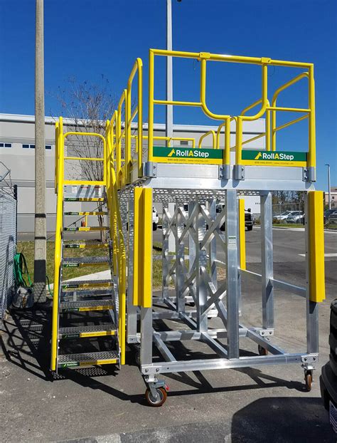 Rolling Work Platform With Stairs By Rollastep Erectastep