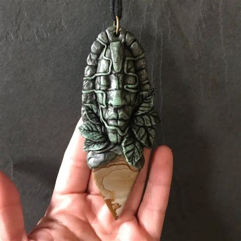Jungle Temple Relic With Landscape Jasper Hand Sculpted Clay Etsy