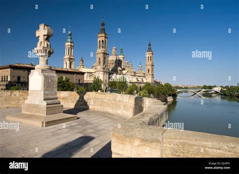 Basilica Cathedral Of Our Lady Of The Pillar River Ebro Zaragoza Aragon