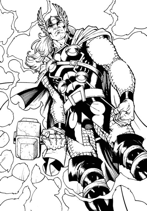 Thor Marvel Hero Coloring Pages Sketch Coloring Page