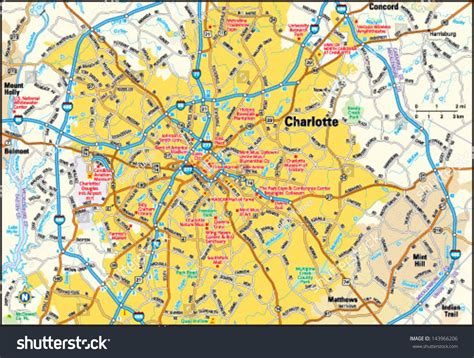 Charlotte North Carolina Area Map Stock Vector Illustration 143966206