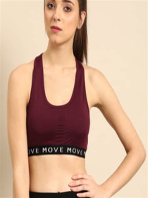 Buy Dressberry Burgundy Solid Non Wired Lightly Padded Sports Bra 27902 A Bra For Women