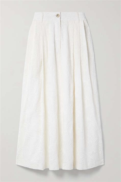 Mara Hoffman Net Sustain Tulay Pleated Embroidered Organic Cotton Voile Midi Skirt Net A Porter