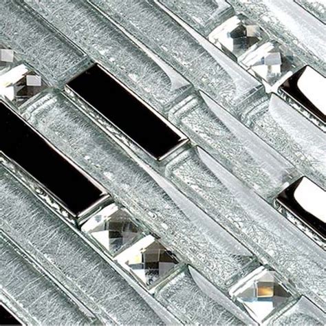 Crystal Glass Metal Mosaic Tiles Kitchen Backsplash Stainless Steel Tile Bathroom Glass Diamond