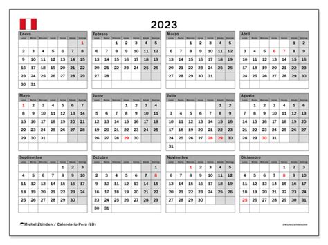 Calendario 2023 Para Imprimir “perú Ld” Michel Zbinden Pe