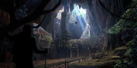 Artstation Ruin Temples Inside A Cave